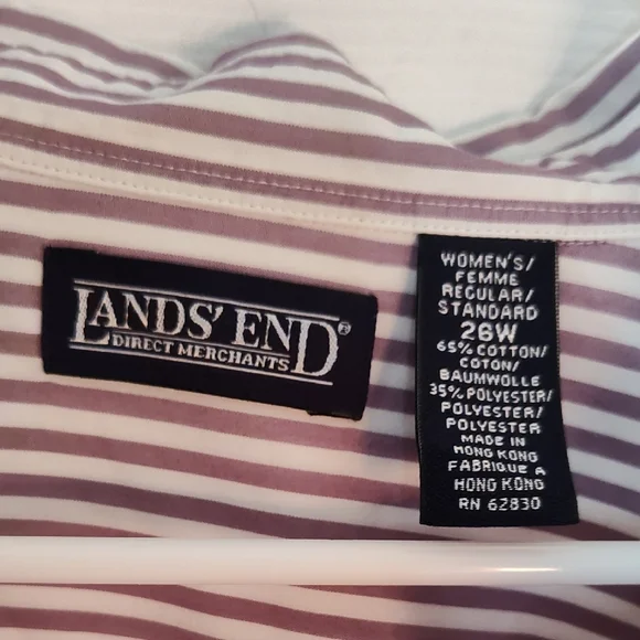 Lands' End Casual Button Down Shirt Purple and White 26W - Picture 2 of 4